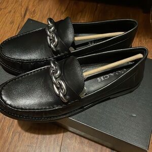 NEW Coach loafer shoes with silver chain